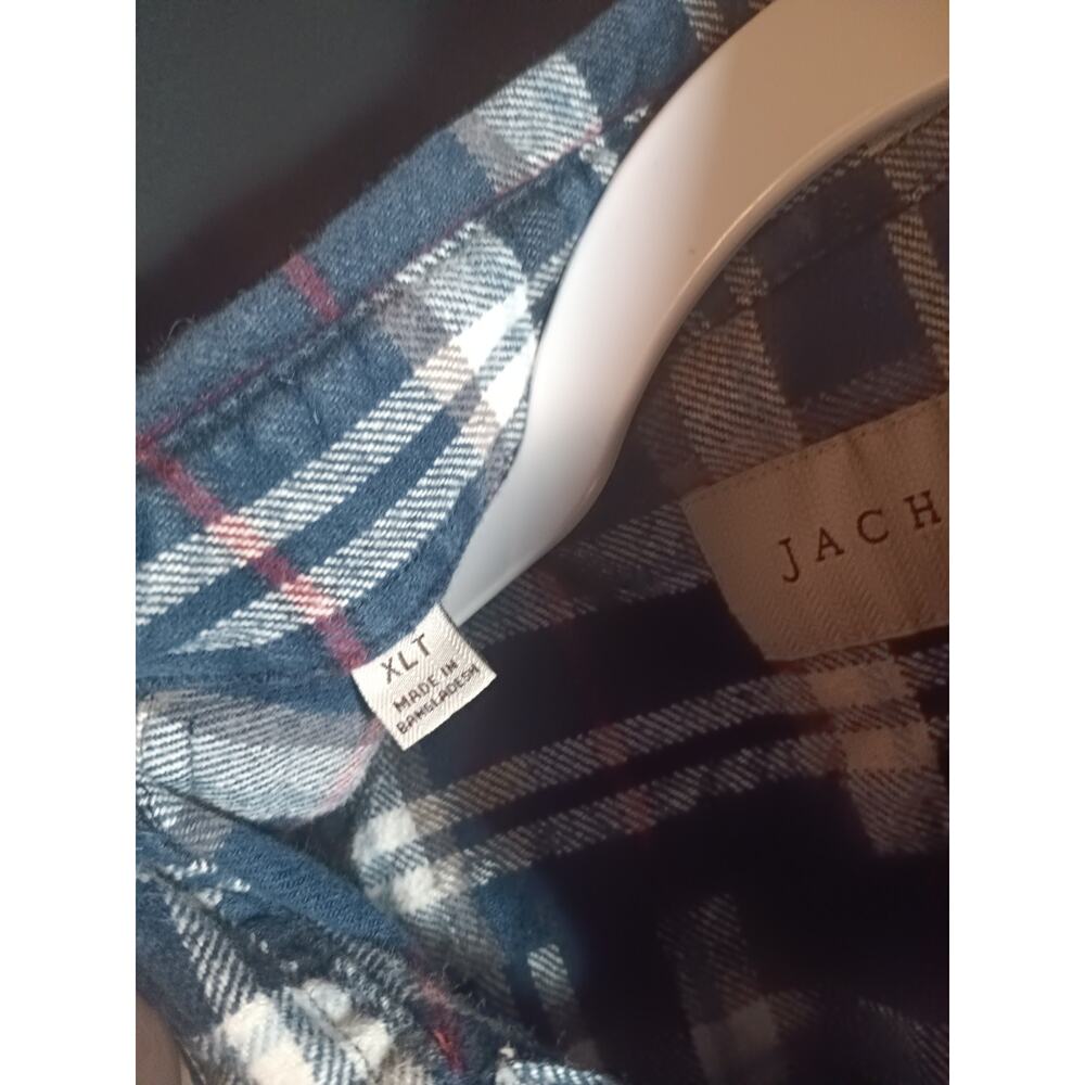 Jachs Men’s XLT Flannel Shirt Blue Plaid Heavy Knit Cotton Long Sleeve Casual - Picture 4 of 5